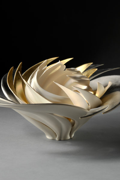 porcelain with platinum and gold leaf
