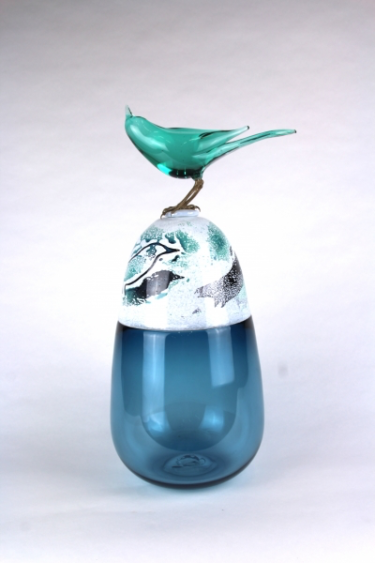 Teal Bird Vase